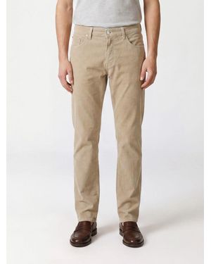 Dondup Pantalón Slim Fit De Pana De Tiro Medio Con Vuelta En El Bajo - Neutro