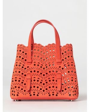 Alaïa Mina 20 Perforated Nubuck Bag With Vienne Wave Motif - Red