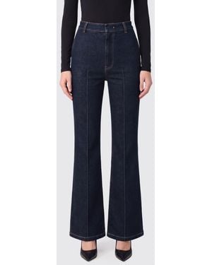 Semicouture Jean Flare Taille Mi-Haute En Denim De Coton - Bleu