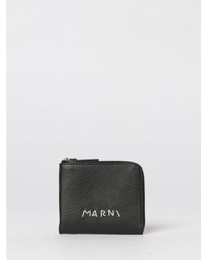 Marni Leather Wallet With Logo - Black