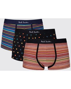 Paul Smith Set Of Three Patterned Stretch Cotton Boxer Briefs - Blue