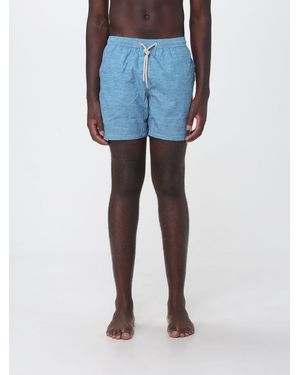MC2 Saint Barth Short Nylon Swim Trunks With Elastic Waist And Logo - Blue