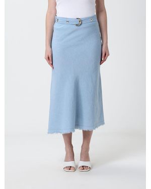 Pinko Asymmetric Linen Blend Skirt - Blue