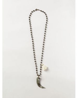 ALLUJEWELS Collar De Metal Y Cuerno Con Charms Colgantes Y Borlas - Blanco