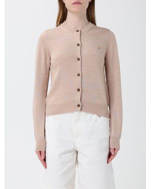 Maison Kitsuné Maison Kitsun&Eacute Crew Neck Cardigan - Natural