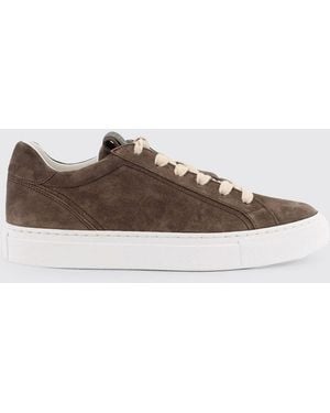 Brunello Cucinelli Suede Trainers With Monile - Brown