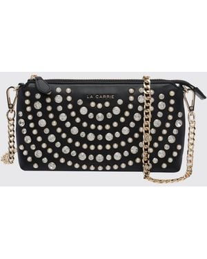 La Carrie Andromeda Polyurethane Crossbody Bag With Studs And Rhinestones - White