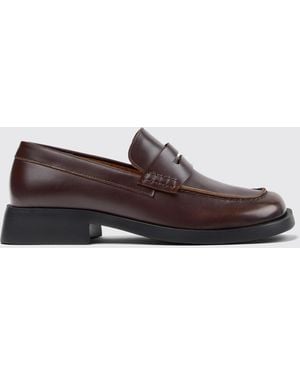 Camper Smooth Leather Penny Loafers With Rounded Toe And Extralight Sole - White