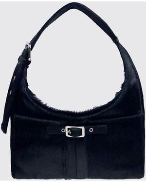 GIMAGUAS Nicole Pony-Hair Leather Shoulder Bag With Buckle And Adjustable Handle - Blue