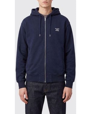 Drole de Monsieur Cotton Zip-Up Hoodie With Embroidered Logo - Blue