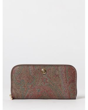 Etro Arnica Coated Cotton Paisley Wallet - Brown