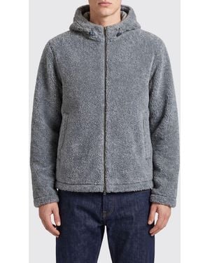 Herno Bouclé Fabric Hooded Sports Jacket With Zip Closure - Grey