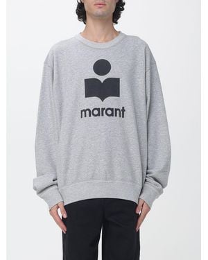 Isabel Marant Sudadera De Cuello Redondo Relaxed Fit De Algodón Con Logo En Contraste - Gris