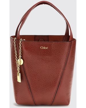 Chloé ChloÉ Spin Mini-Handtasche Aus Genarbtem Kalbsleder Mit Ringdetail - Rot