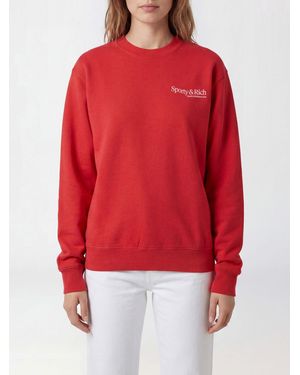 Sporty & Rich Sporty &Amp Rich Modern Crewneck Cotton Sweatshirt With Printed Logo - Red