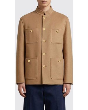 Valentino Virgin Wool And Silk Coat - Natural