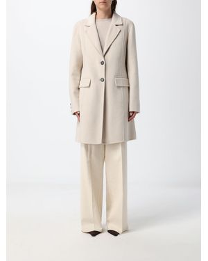 Hanita Slim Fit Bicolor Single-Breasted Coat - Natural