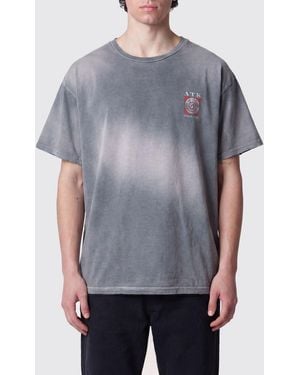 GALLERY DEPT. Abstract Logo Print Cotton T-Shirt With Dropped Shoulders - Gray