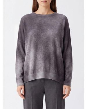 Avant Toi Pull À Col Ras Du Cou En Pur Cachemire Avec Motif Abstrait Et Épaules Tombantes - Gris