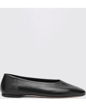 TOTEME Smooth Leather Round-Toe Ballet Flats With Leather Sole - White