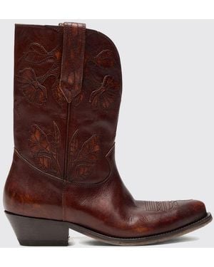 Golden Goose Aged Leather Boots - Brown