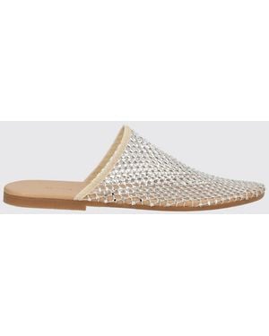 Alysi Perforated Nylon Mules With Rhinestones - White