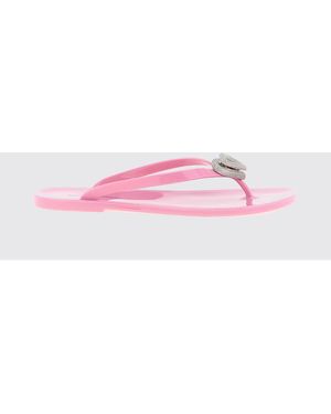 Mach & Mach Pvc Flip Flops With Rhinestone Hearts - Pink