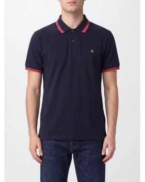 Vivienne Westwood Orb Logo Cotton Polo With Contrast Tipping - Blue