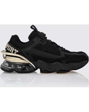 Philipp Plein Low-Top-Sneakers Runner Ps Thunder Mix Aus Mesh Mit Gekerbter Sohle - Schwarz