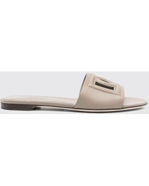 Dolce & Gabbana Dolce &Amp Gabbana Leather Mule Sandals With Dg Monogram And Low Heel - White