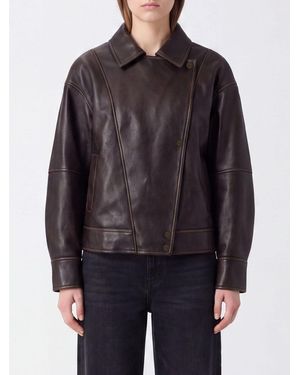 Liu Jo Faux Leather Jacket With High Neck And Asymmetrical Closure - Black
