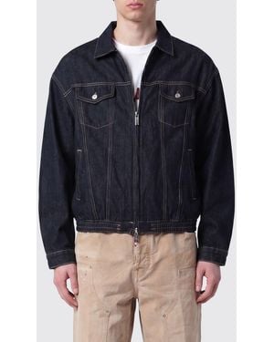 DSquared² Cotton Denim Jacket With Zip Closure - Blue