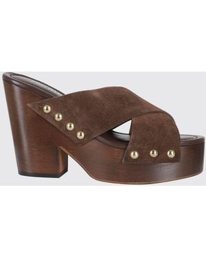 Paris Texas Marisol Suede Mules Sandals With Studs And Platform - Brown