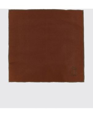 Brunello Cucinelli Pure Silk Pocket Square With Straight Hem - Brown