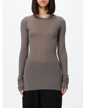 Rick Owens Top De Manga Larga Y Corte Slim De En Viscosa Y Seda - Gris