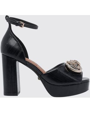 Kurt Geiger Chelsea Leather Platform Sandals With Jewel Logo - Black