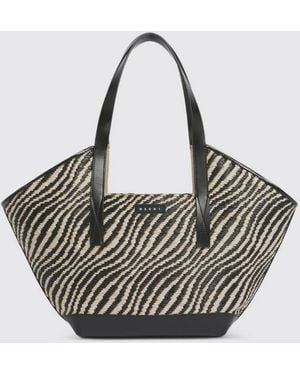 Marni Waves Small Zebra Raffia Tote Bag - Grey