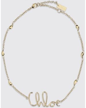 Chloé Chlo&Eacute Iconic Brass Necklace - White