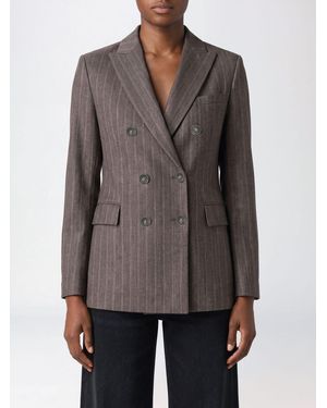 Circolo 1901 Pinstriped Double-Breasted Cotton Blazer - Gray