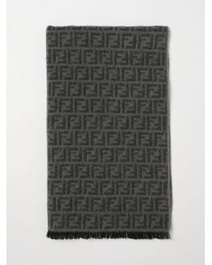 Fendi Wool Scarf With Ff Jacquard Monogram - Grey