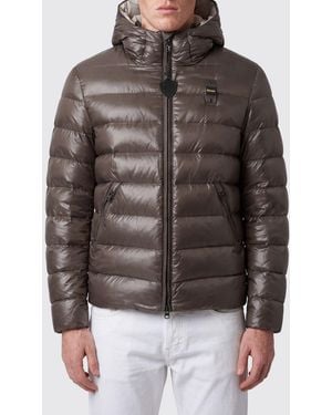 Blauer Water-Repellent Quilted Nylon Hooded Down Jacket With High Collar - Brown