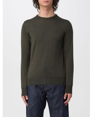 Brooksfield Crewneck Wool Sweater With Long Sleeves And Ribbed Trims - Black