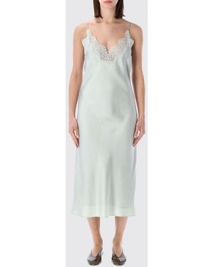 Rohe Silk Slip Dress With Lace Inserts - Green