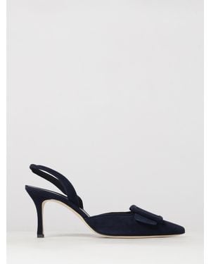 Manolo Blahnik Maysli Suede Mid-Heel Slingback Pumps - Blue