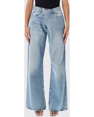 FRAME The Loose High-Waisted Baggy Wide-Leg Cotton Jeans - Blue