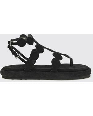Pierre Hardy Low-Heeled Suede Thong Sandals With An Ankle Strap - White