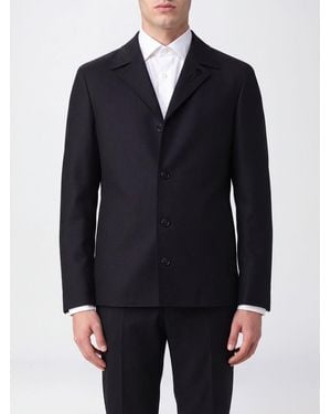 Lardini Single-Breasted Virgin Wool Blazer With Classic Collar And Button Closure - Blue