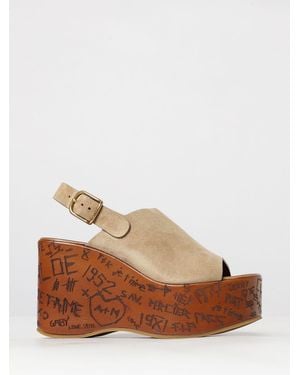 Chloé Chlo&Eacute High Wedge Suede Sandals With Ankle Strap - Brown