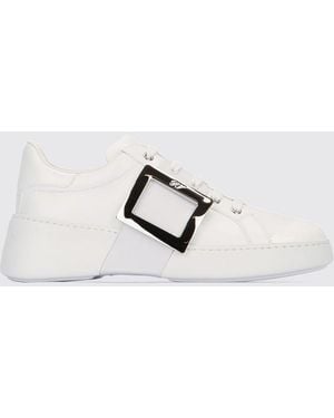 Roger Vivier Viv' Skate Sneakers Von Aus Glattem Kalbsleder Mit Schnalle - Weiß