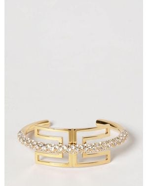 Elisabetta Franchi Brass Bracelet With Set Rhinestones - Natural